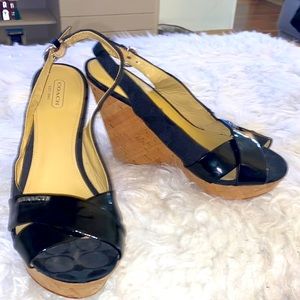 9 1/2 4 1/2 black Coach wedges